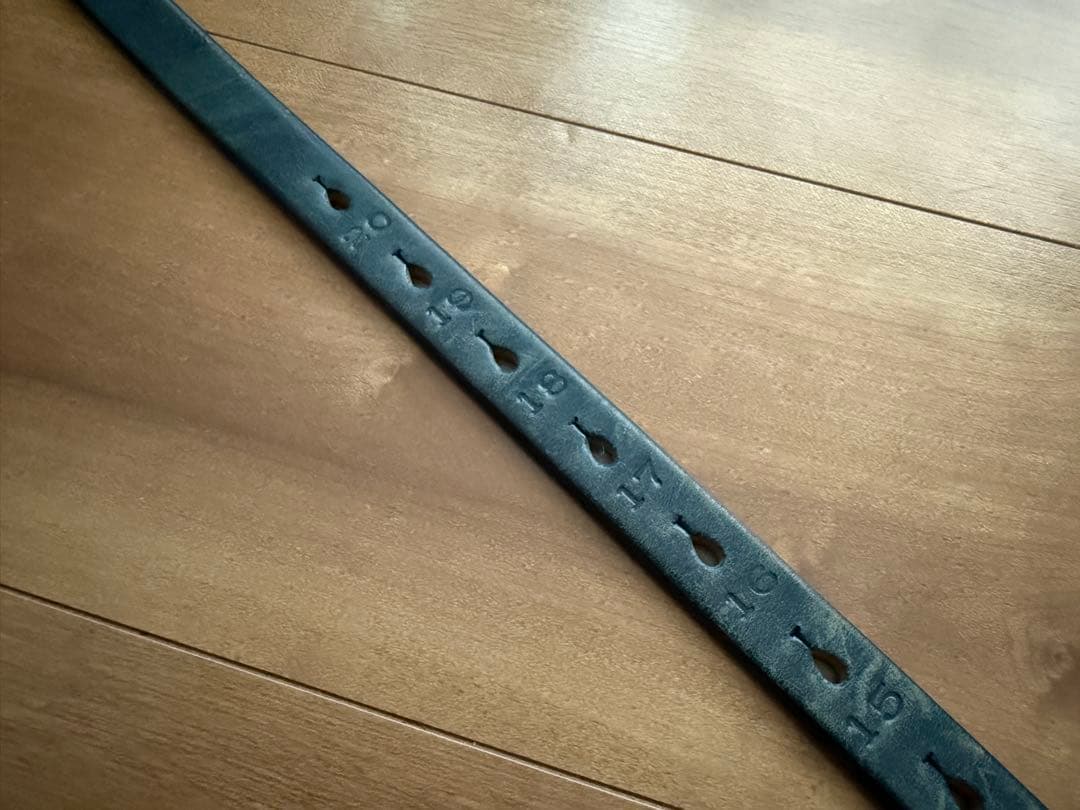 ポータークラシック レザーベルト ナロー ブルー
