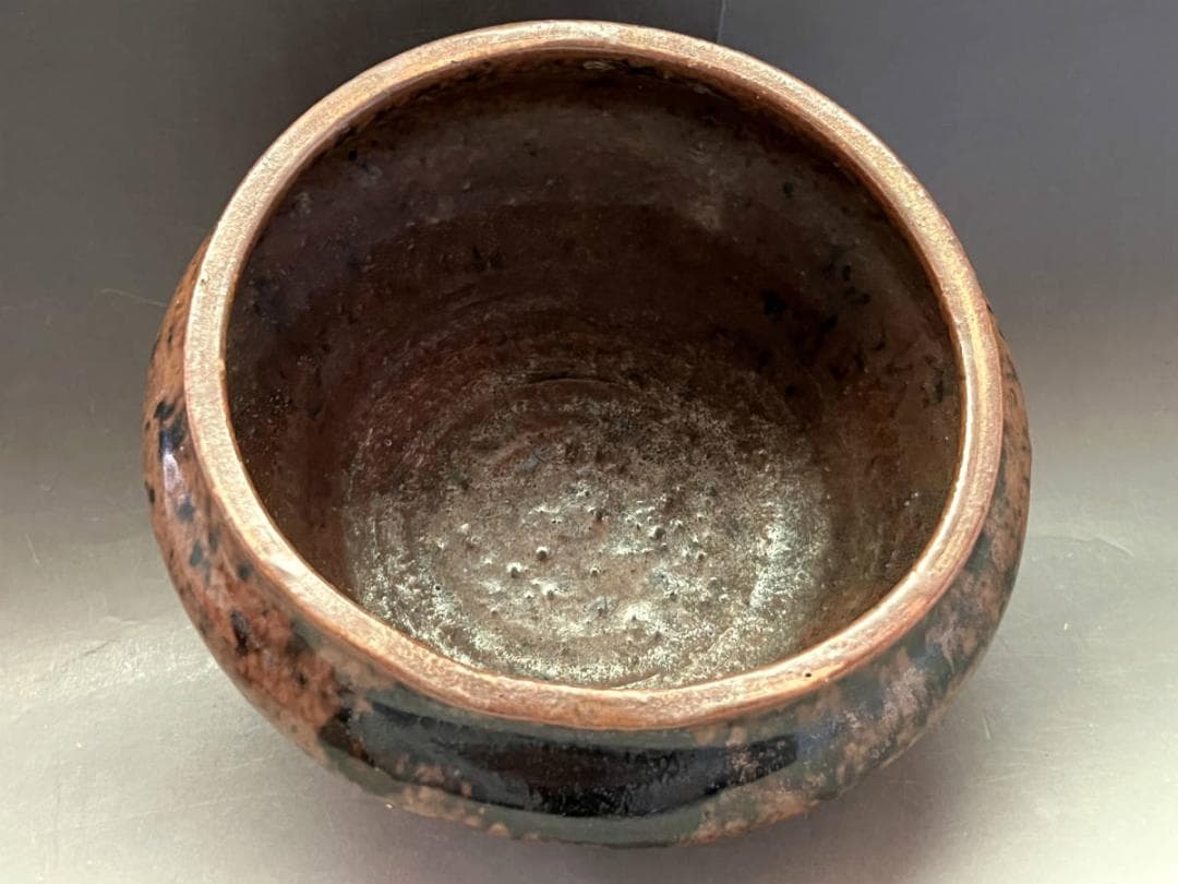 茶碗■名品！古い鉄釉建水【江戸期】糸切高台 茶釉 時代物 お茶道具 骨董品■