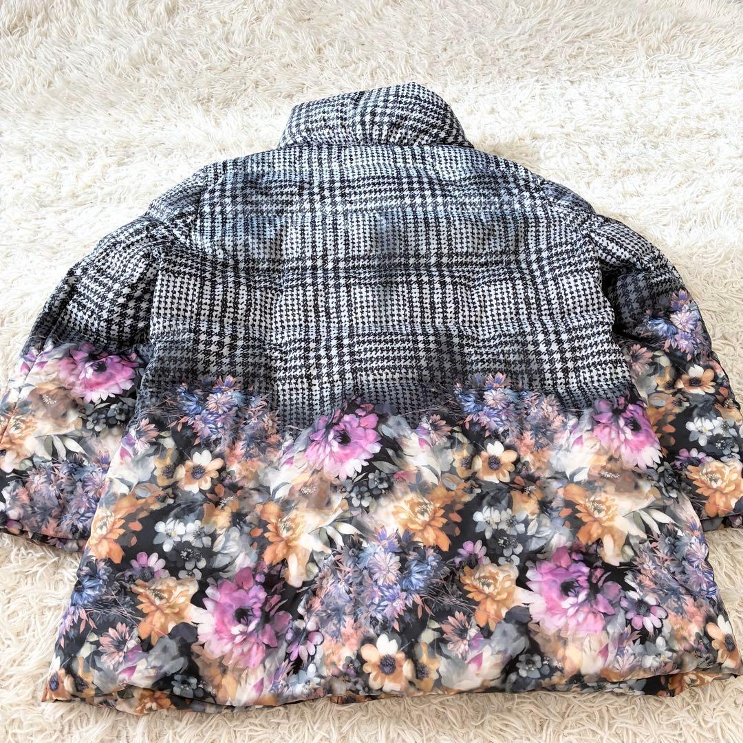 極美品 Otto オットー 千鳥柄×花柄 ダウン ジャケット 大きいサイズ 3L