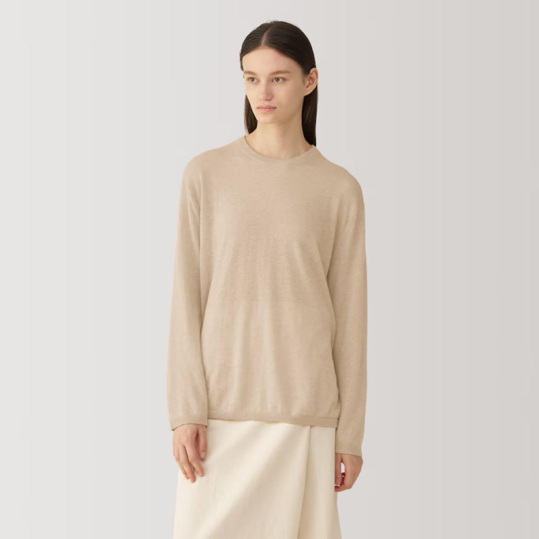 新品【M】 MUJI LABO 自然の色を カシミヤ クルーネックセーター ラボ