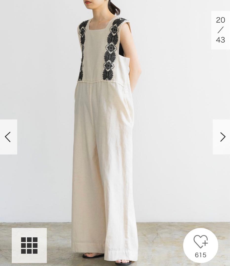 新品タグ付◆ URBAN RESEARCH コットンリネン刺繍オールインワン