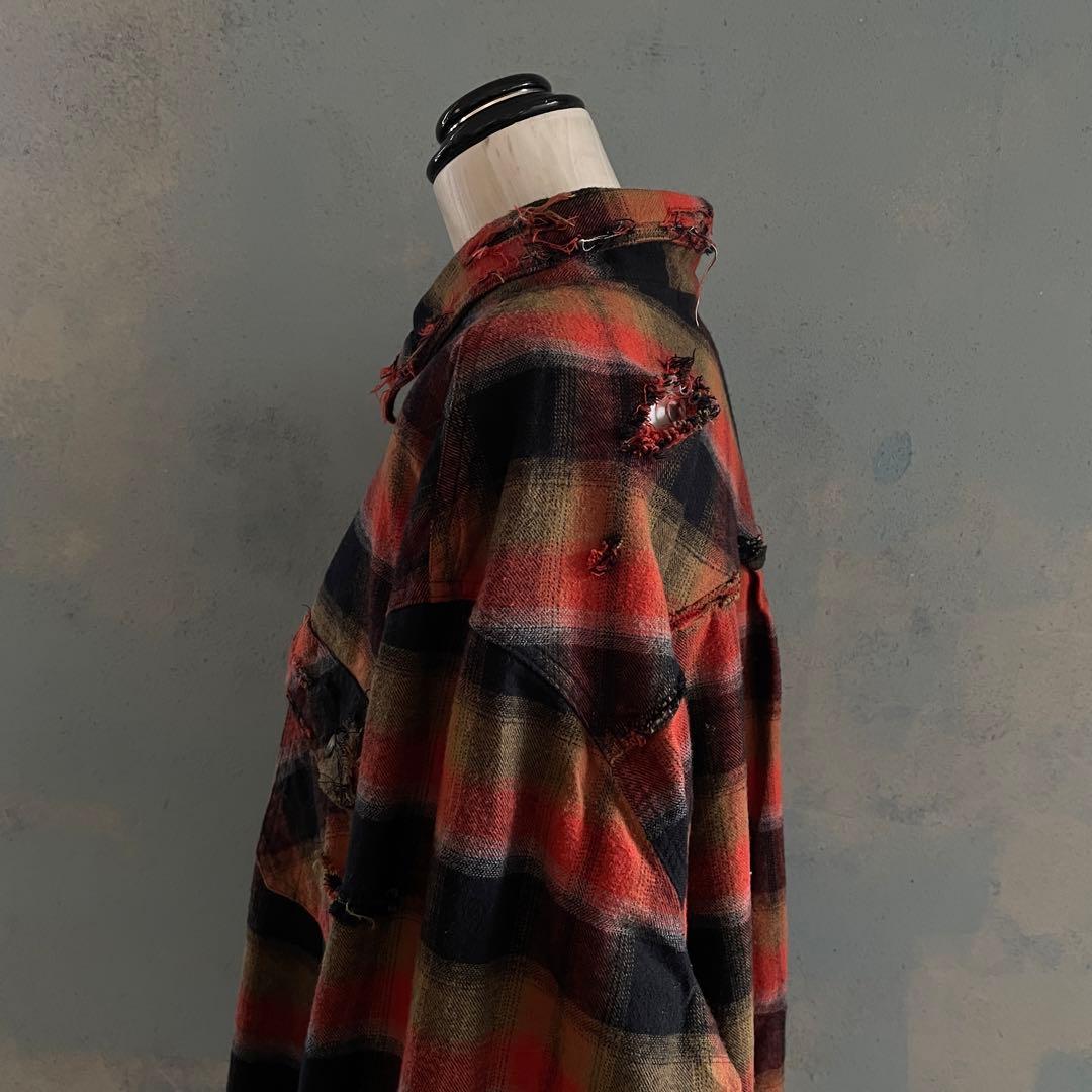 Y2k cqr weed grunge“襤褸”flannel shirt