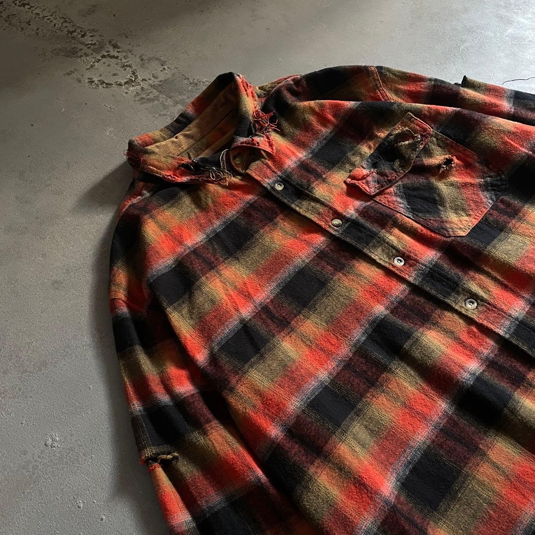 Y2k cqr weed grunge“襤褸”flannel shirt
