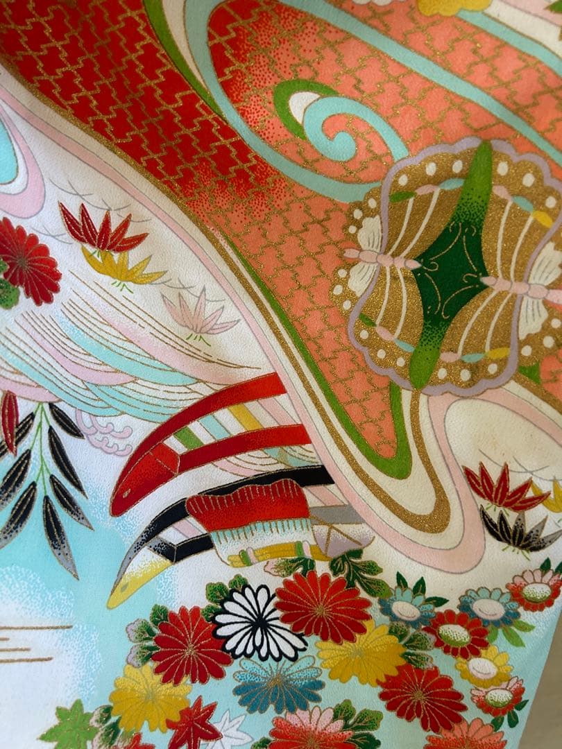 5歳　6歳　7歳　七五三　アンティーク正絹着物、帯、帯揚げ、帯締めのセット