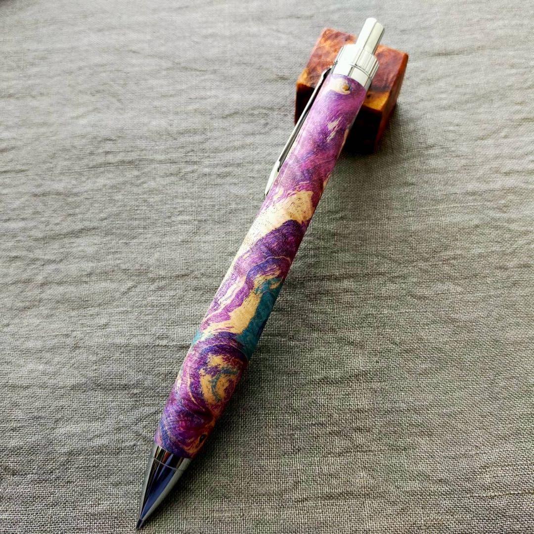 スタビライズドウッド　ハンドメイド　木軸シャープペン　0.5mm　シルバー