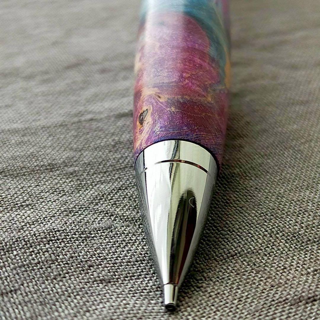 スタビライズドウッド　ハンドメイド　木軸シャープペン　0.5mm　シルバー
