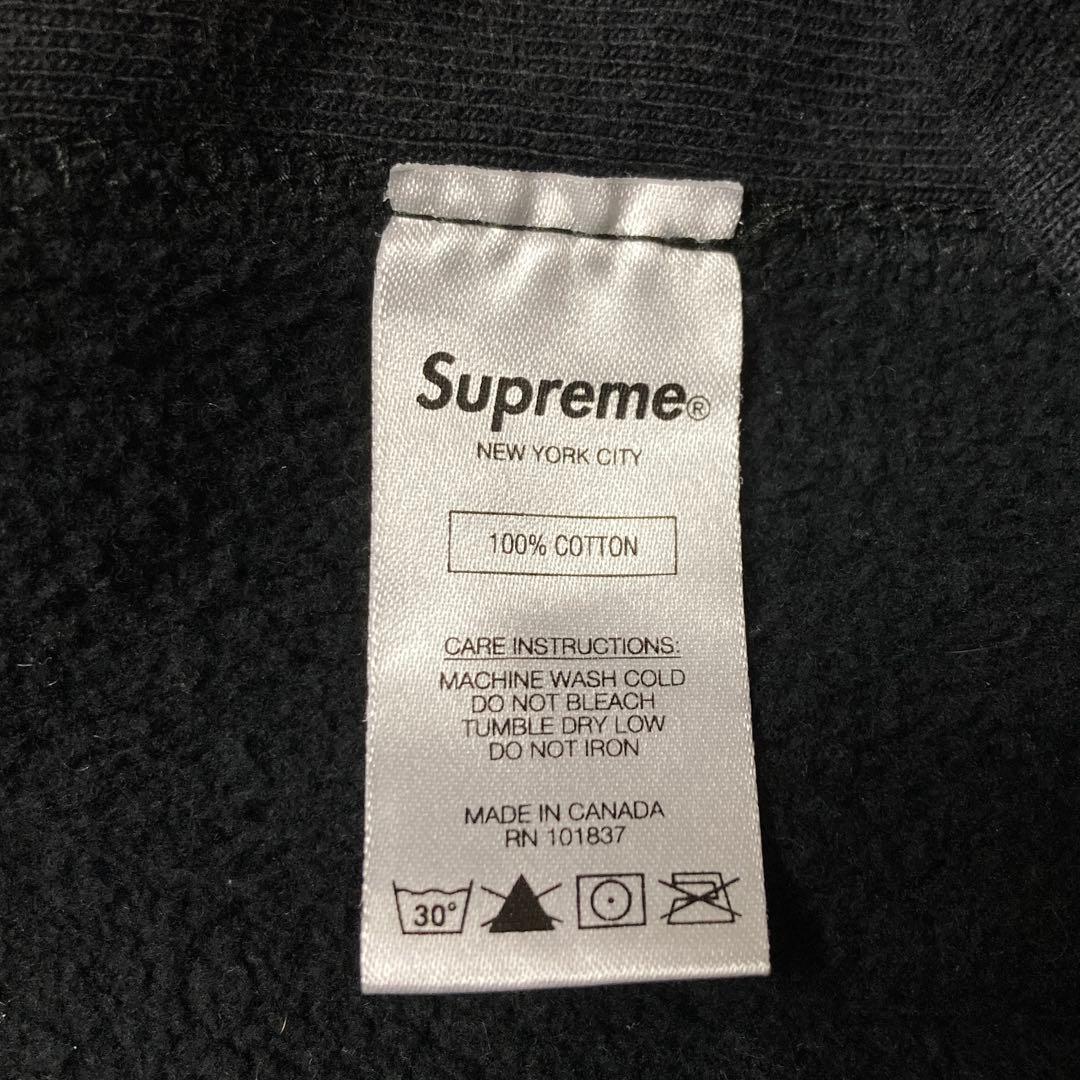【オーバーサイズ】シュプリーム☆センターマイクロ刺繍ロゴ　パーカー　正規品鑑定済