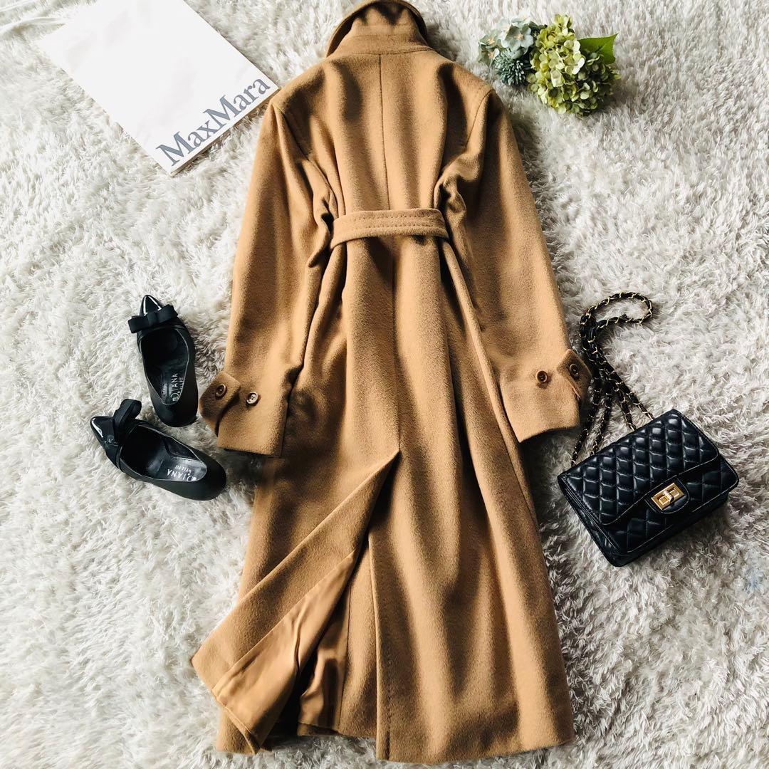 美品✨マックスマーラ マニュエラコート キャメル100% 女優襟 白タグ 38