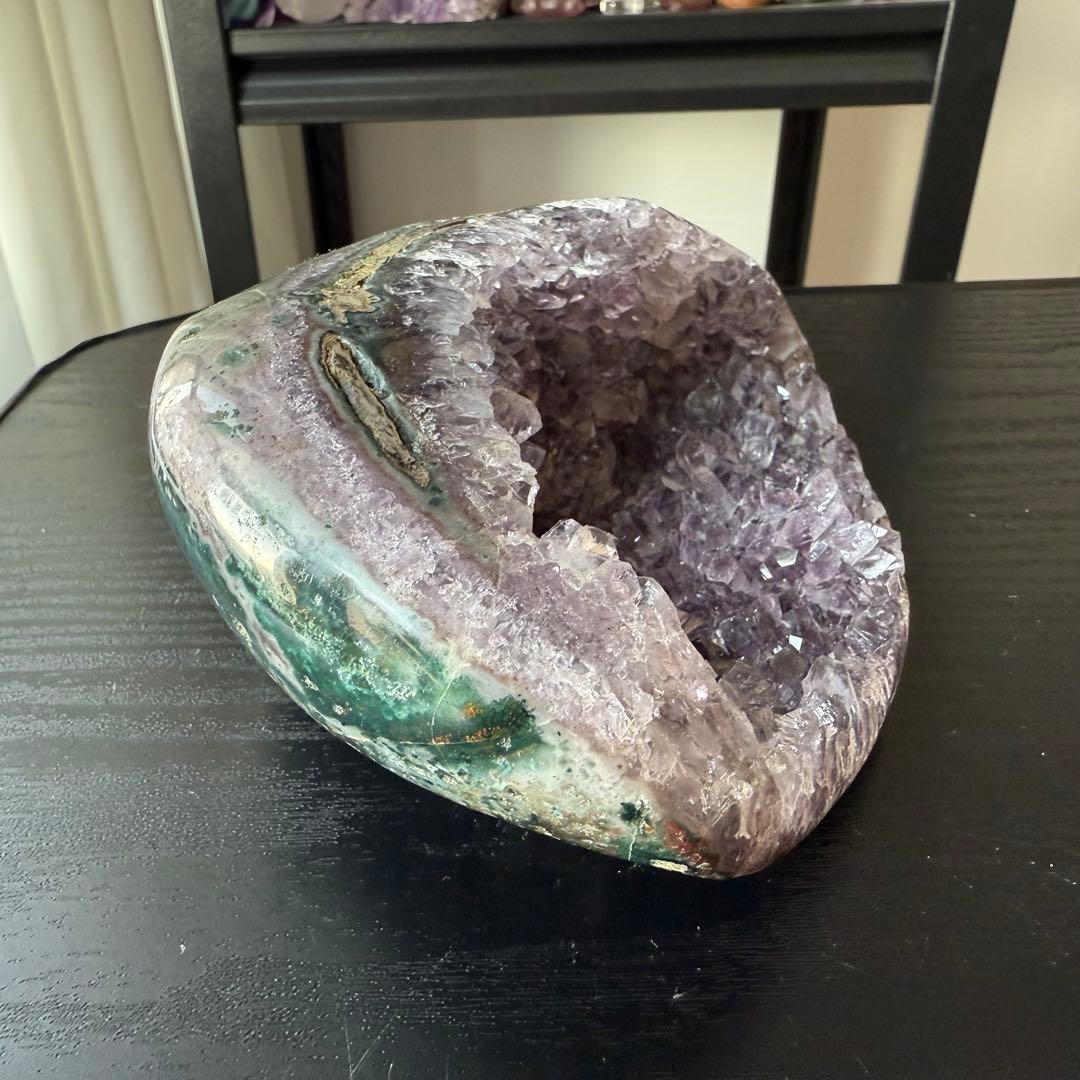 天然石アメジストのドーム　置物　原石NO.112010
