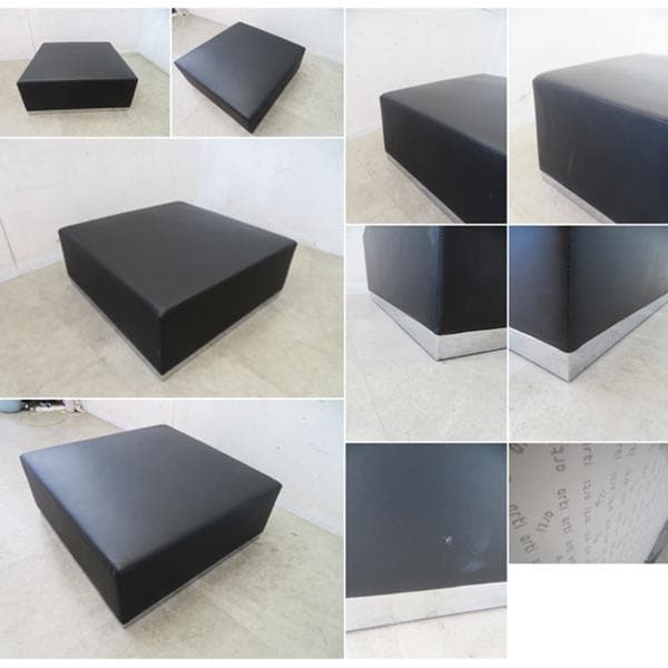 美品■ARTIインターセクト■黒総革■オットマン/スツール■モダンデザイン■