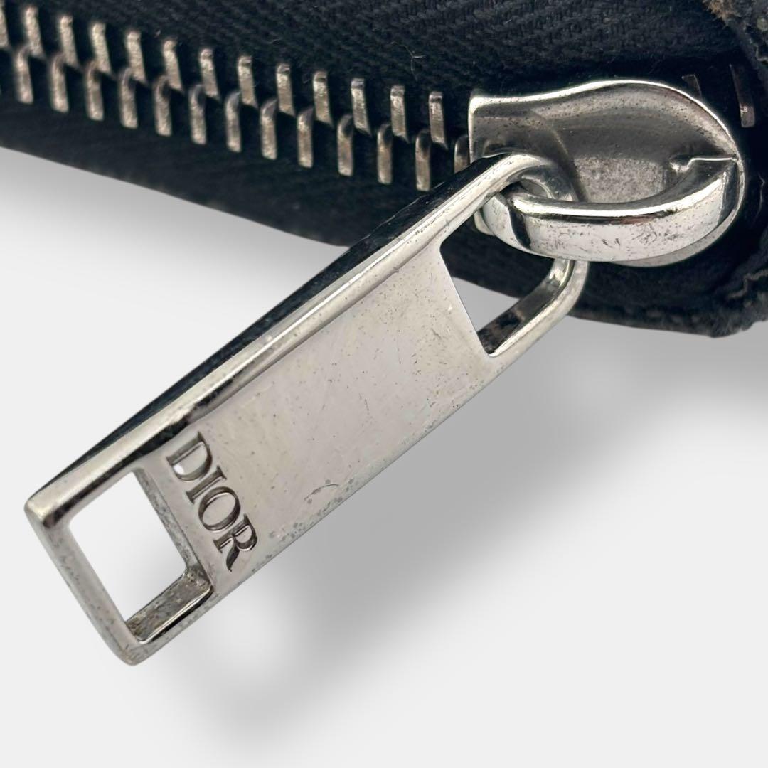 美品 ディオール ラウンドファスナー 長財布 オブリーク ジャガード ブラック