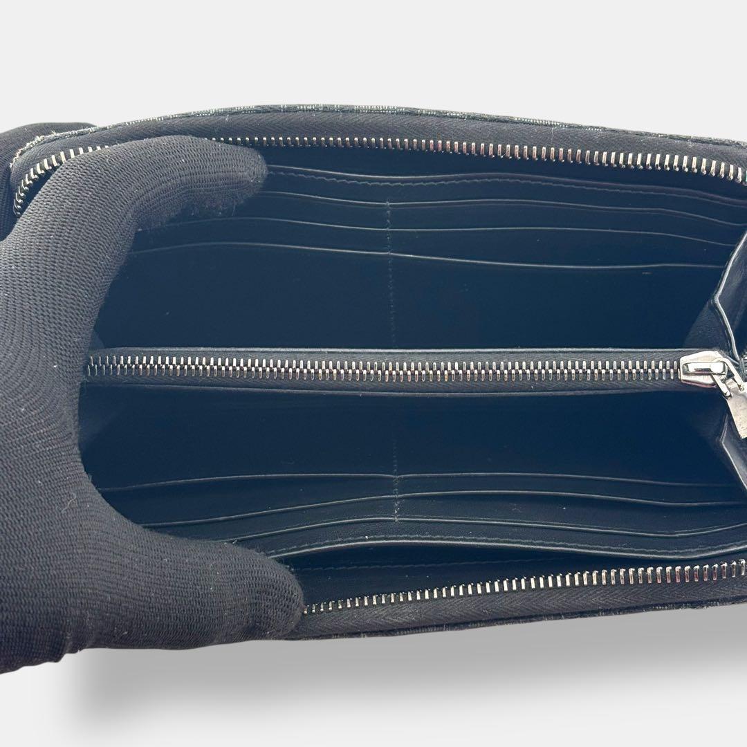 美品 ディオール ラウンドファスナー 長財布 オブリーク ジャガード ブラック