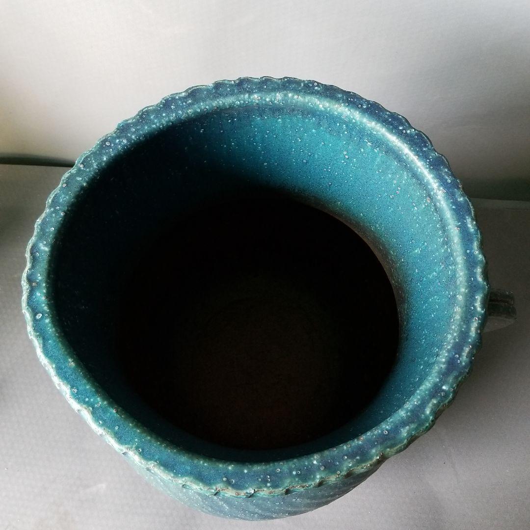 お値下げしました⤵信楽焼　傘立て  トルコブルー 高さ４７cm