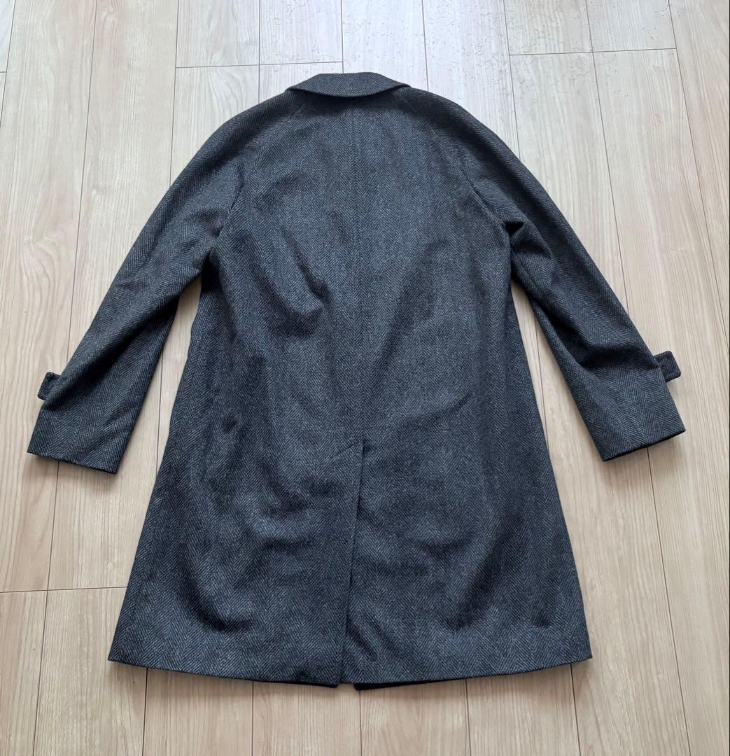 【限定】カシミヤ混 Aquascutumダークグレーコート L相当ヘリンボーン