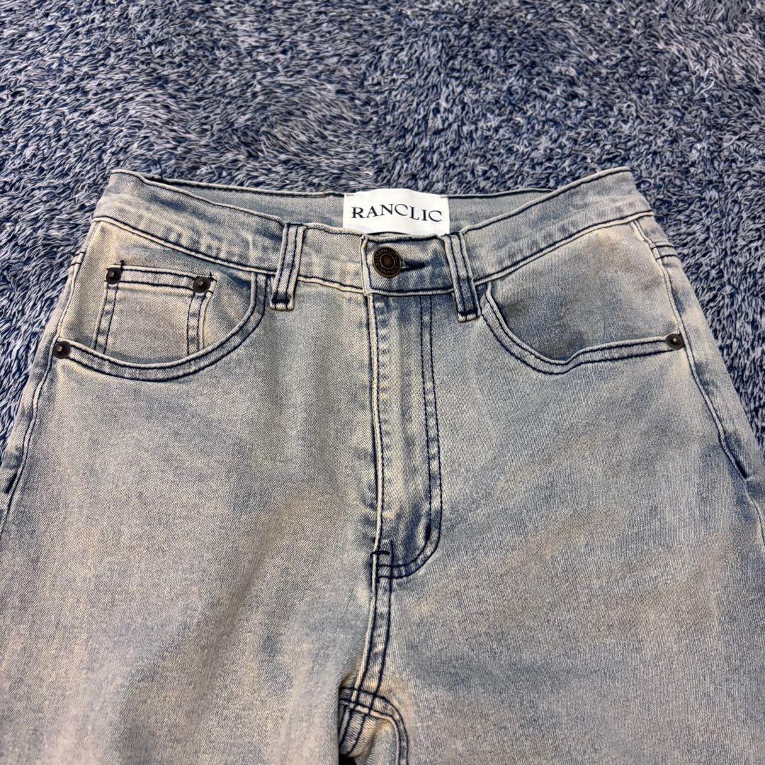 RANCLIC side slit denim ribbon pants パンツ