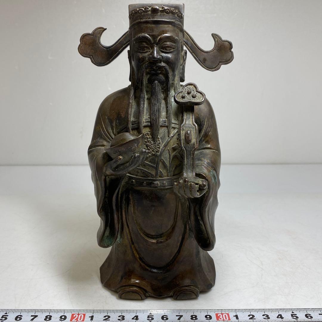 古銅 中国美術 極上彫 人物高さ約21cm 重さ2018g タニサ