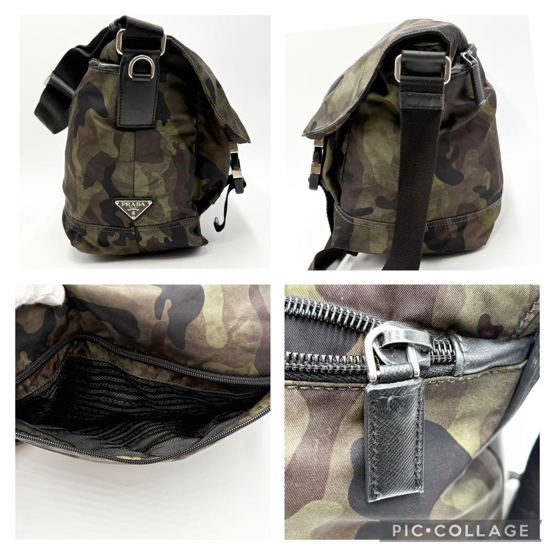 PRADA プラダ 迷彩 メッセンジャーバッグ ナイロン レザー イタリア製
