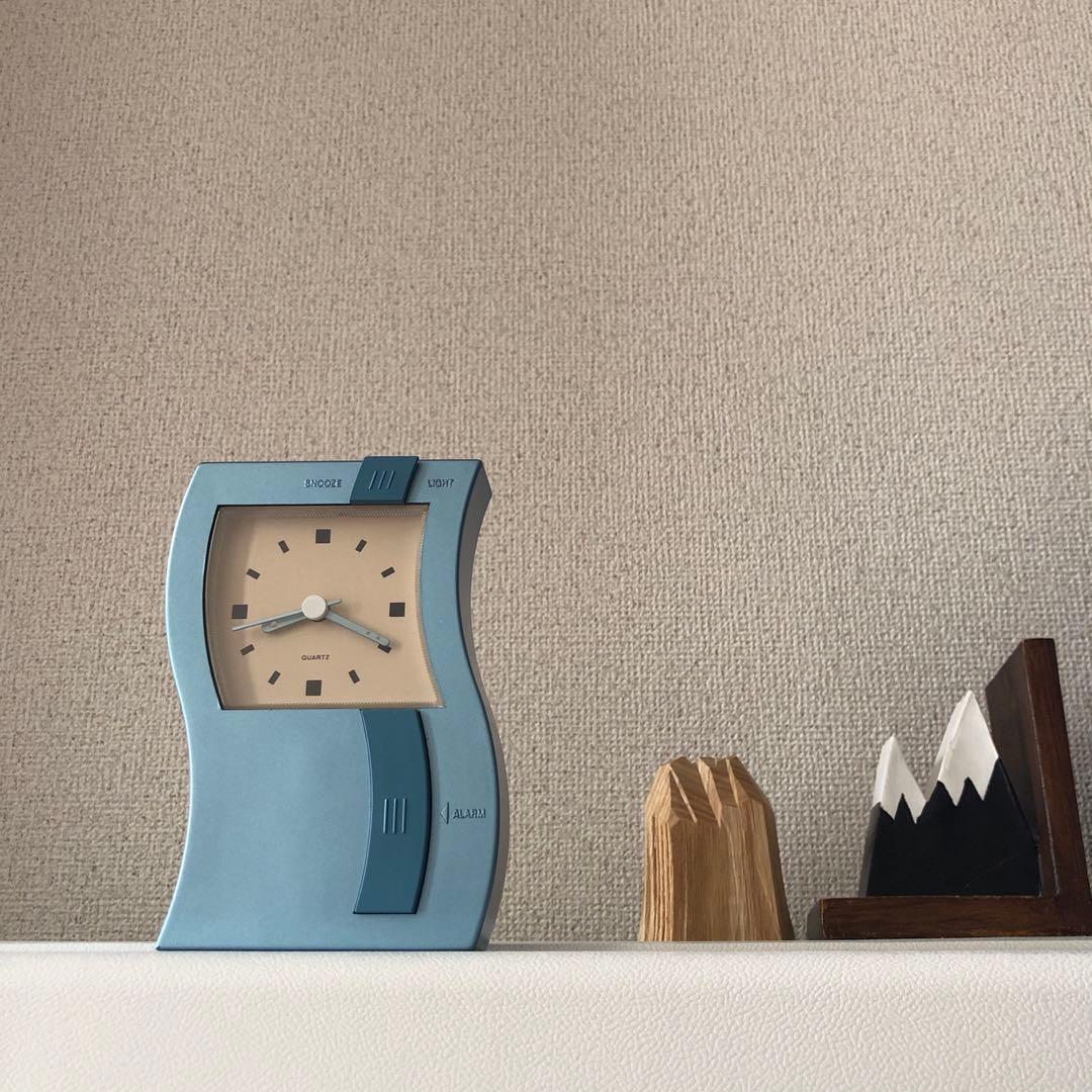 【ジャンク】川の流れのような 置時計　ポストモダン　アラーム　90s 80s