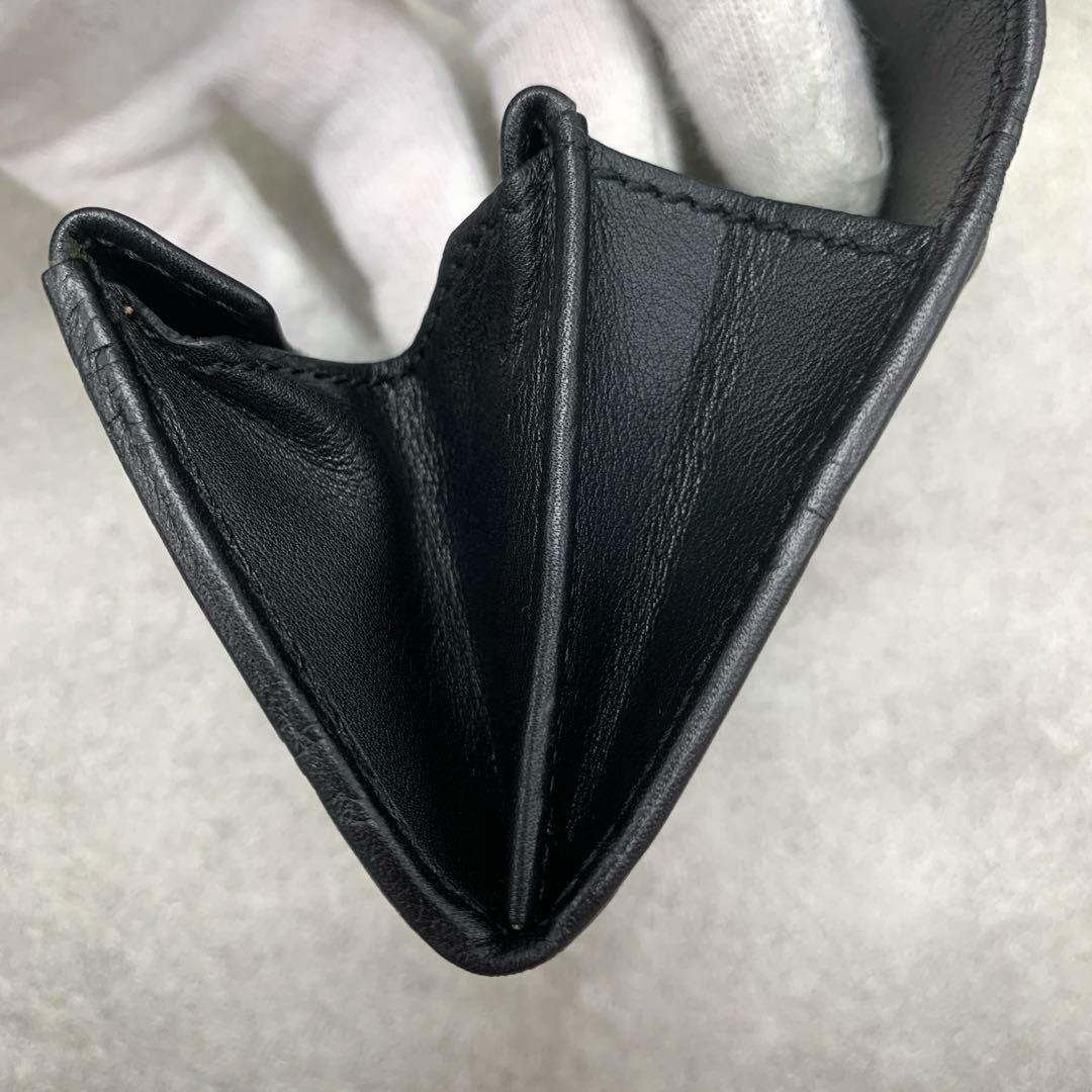 【美品】GUCCI シマ ケース 小銭入れ ブラック レザー メンズ