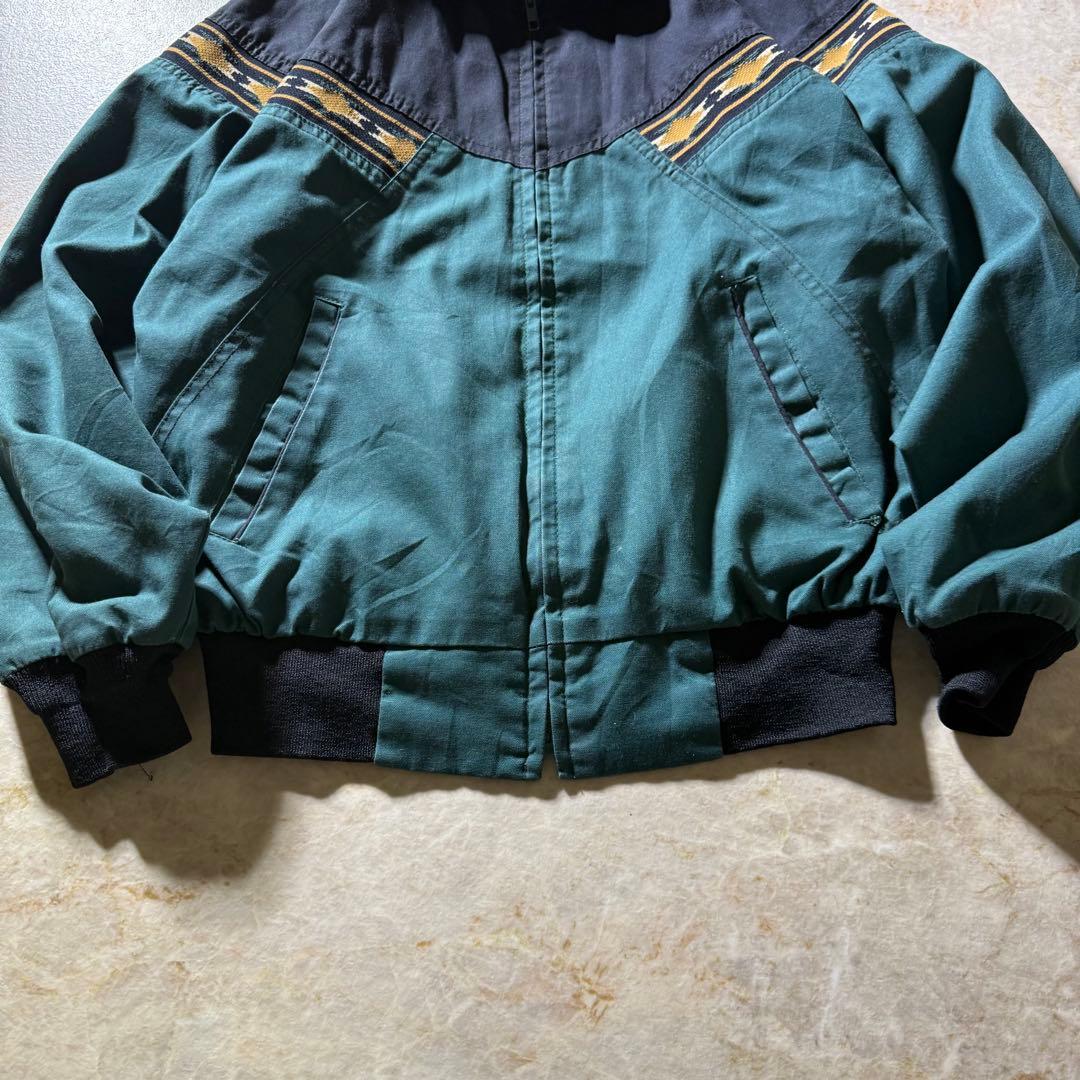 Canyon Guideジップアップブルゾン古着ネイティブ柄グリーンブラックM
