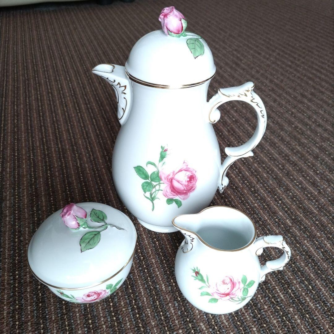 【美品】フュルステンベルク　バラ文様　ポット＆クリーマー＆シュガーポットセット