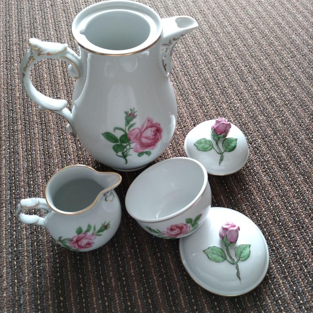 【美品】フュルステンベルク　バラ文様　ポット＆クリーマー＆シュガーポットセット