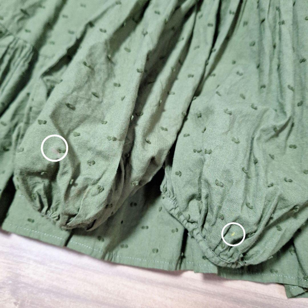 出品明日まで☆Uhr オリーブグリーン ドットチュニック　5-6y