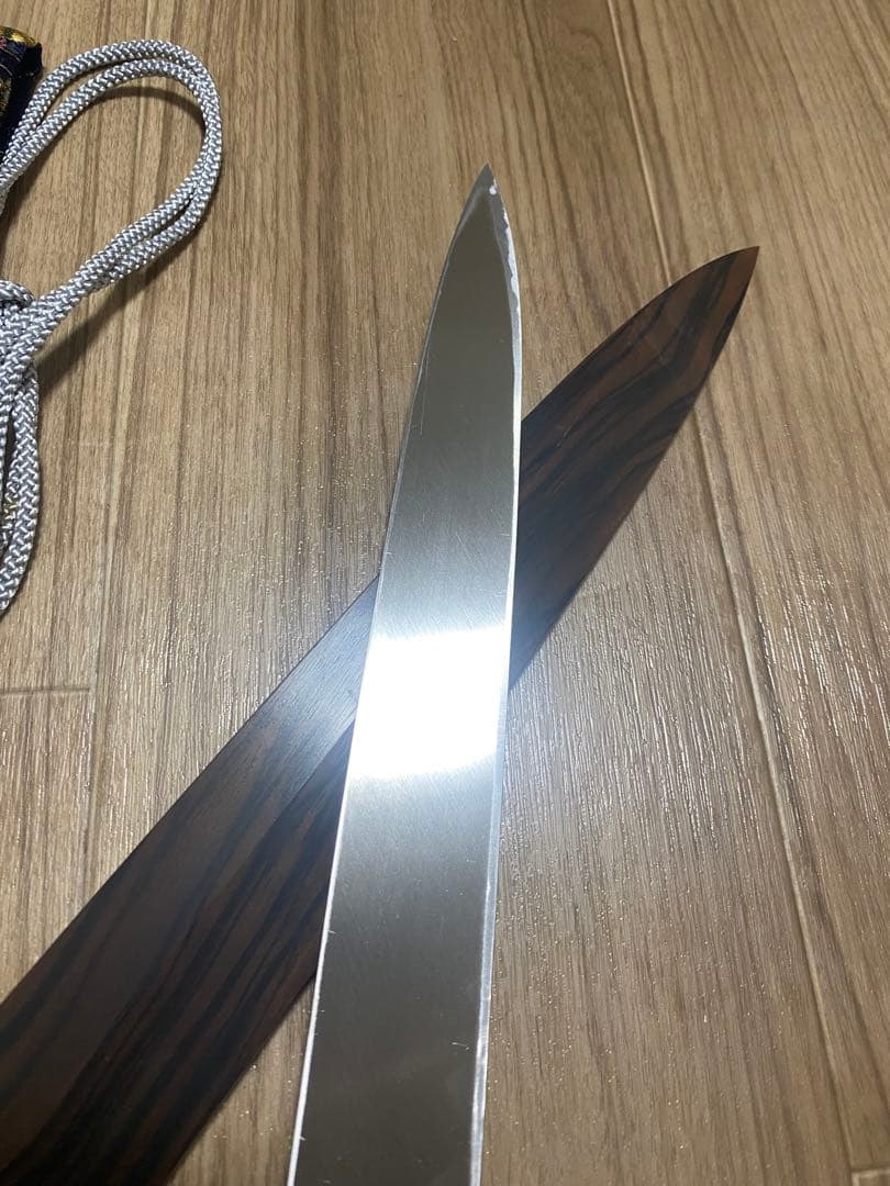 堺一文字忠國 柳刃包丁 黒檀 刃渡り尺　鞘袋付き