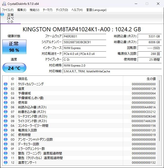 外付けハードディスク・ドライブ Kingston 1024GB PCIe Gen4 SSD
