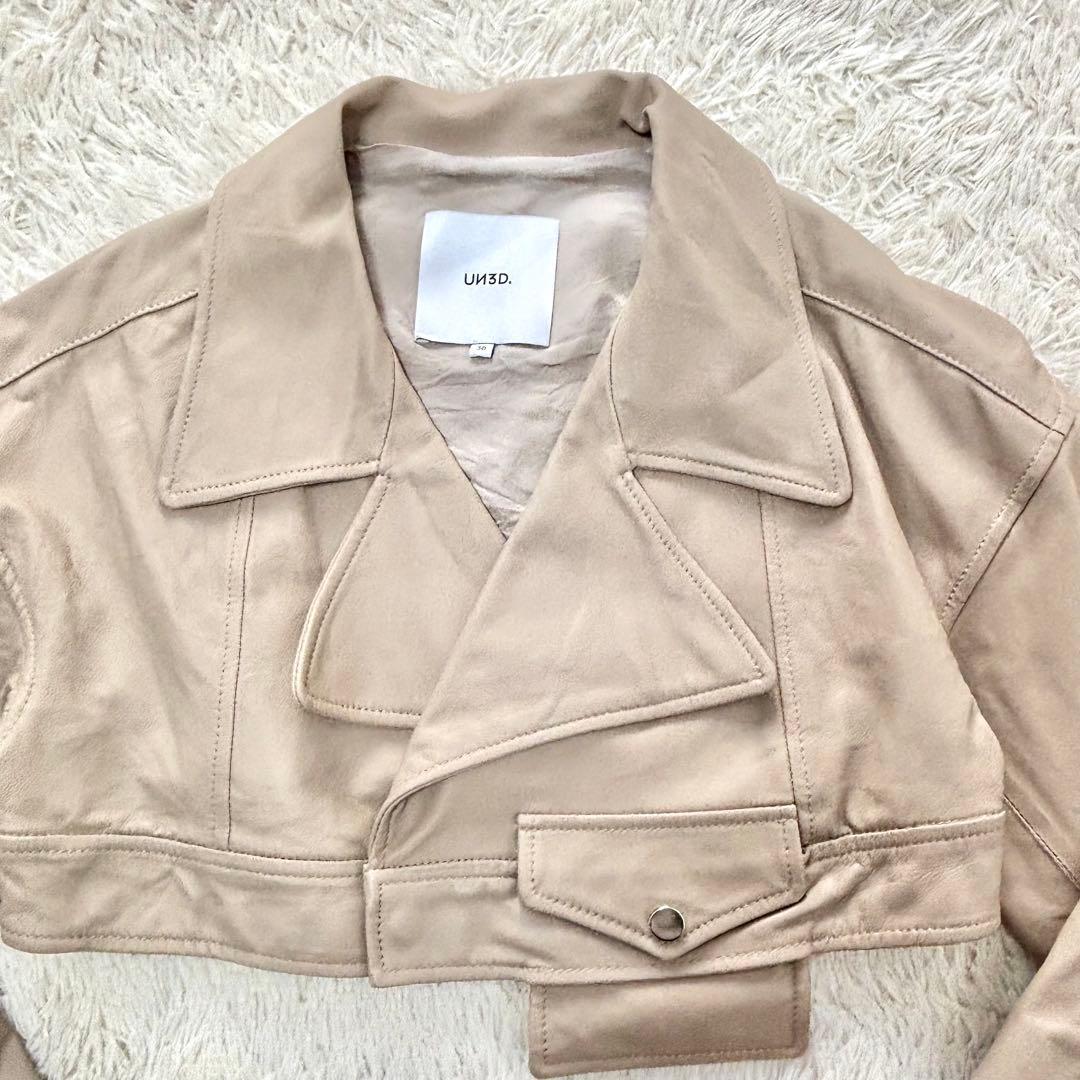 UN3D. アンスリード ショートレザーライダースジャケット ラムレザー