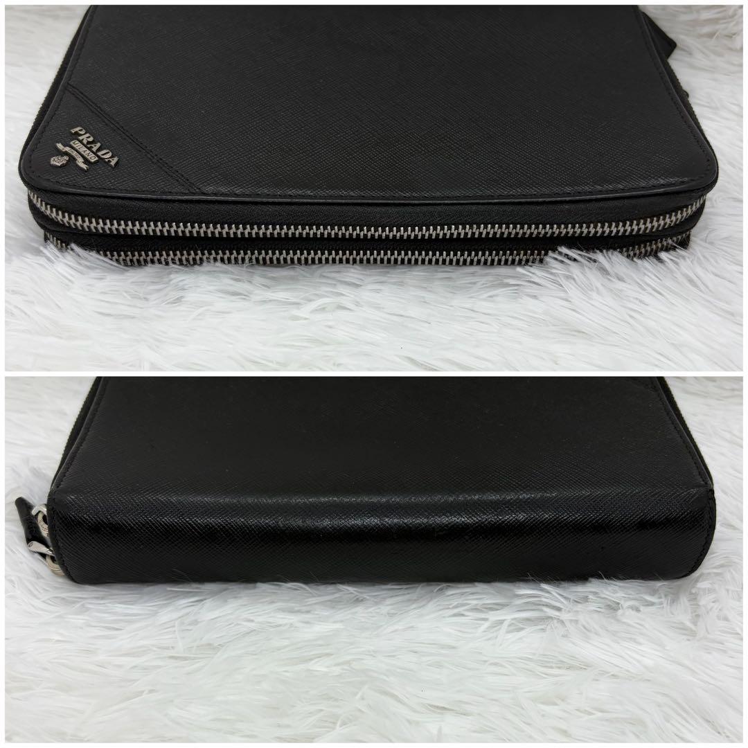 極美品✨プラダ　長財布　ダブルファスナー　トラベルケース　サフィアーノ　ブラック