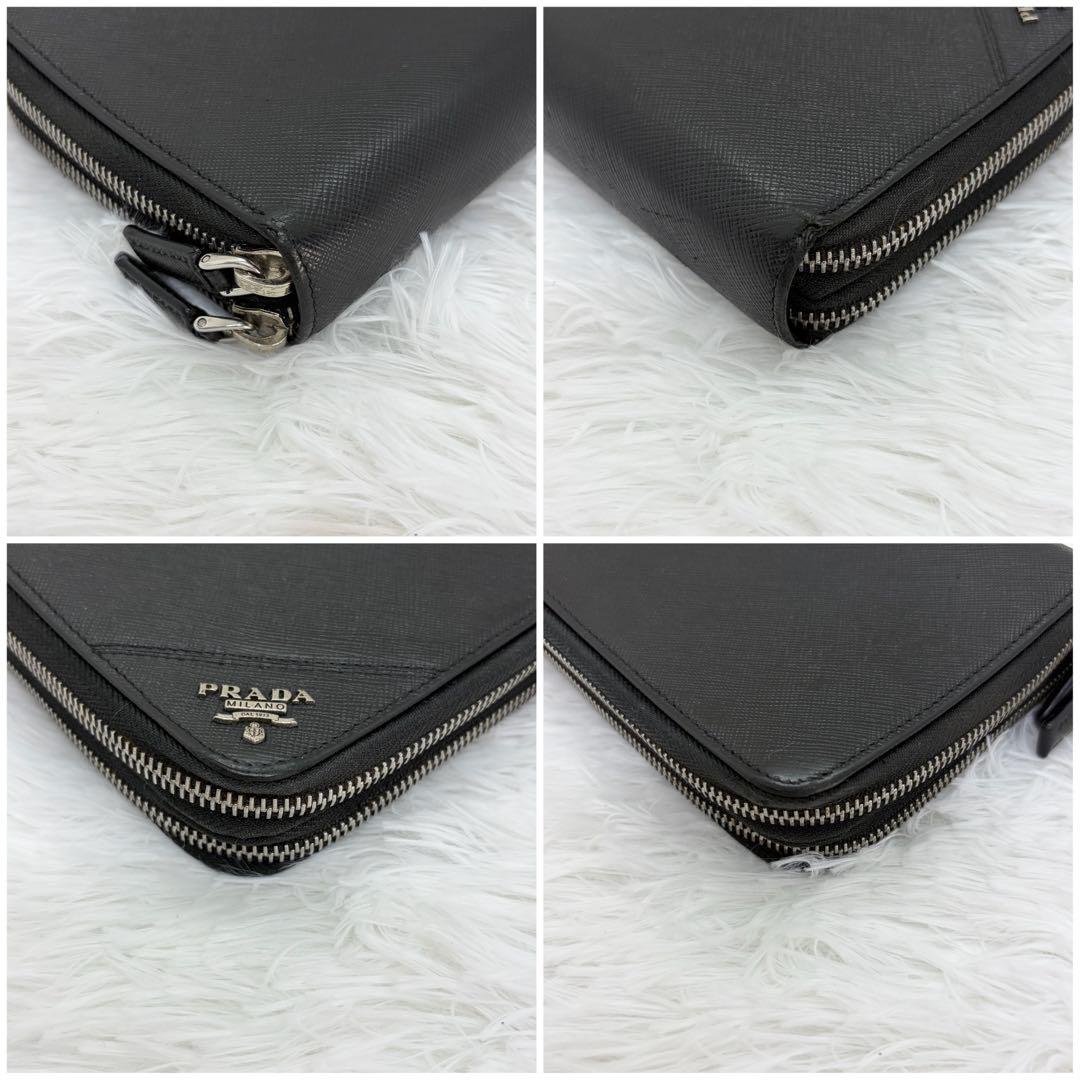 極美品✨プラダ　長財布　ダブルファスナー　トラベルケース　サフィアーノ　ブラック