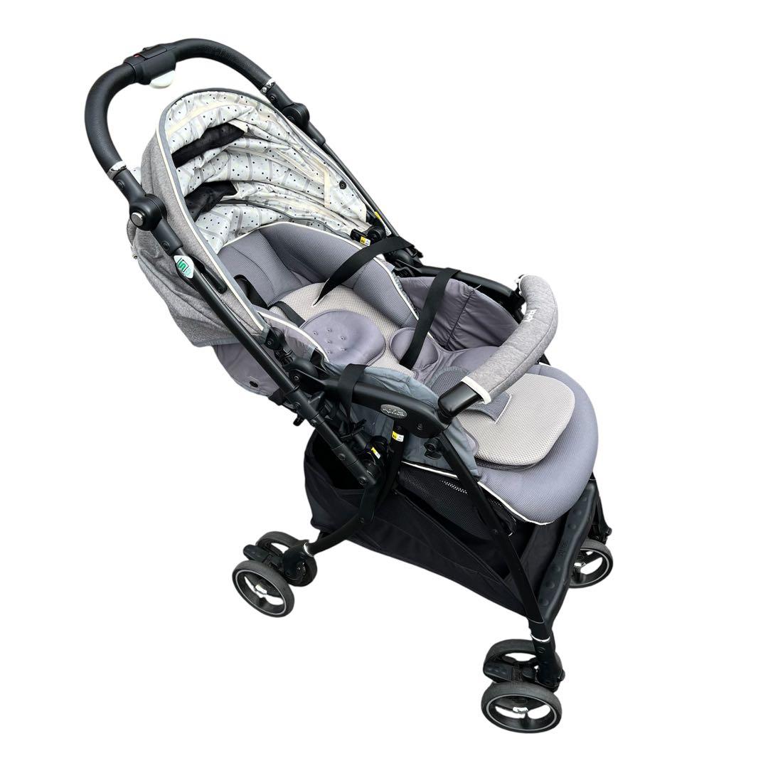 【美品】Aprica ラクーナ ビッテ クッション　ベビーカー　グレー　レザー