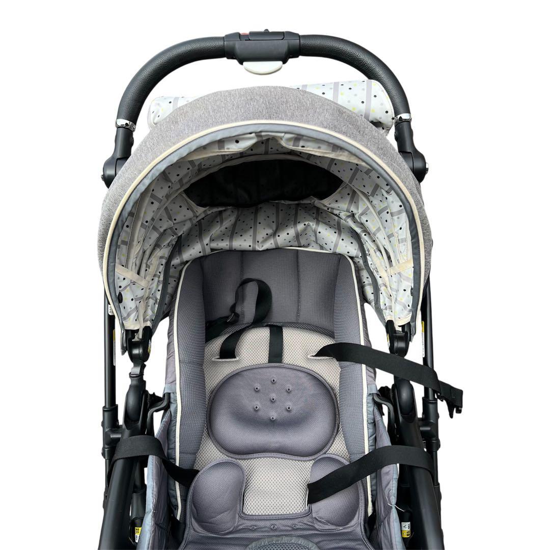 【美品】Aprica ラクーナ ビッテ クッション　ベビーカー　グレー　レザー
