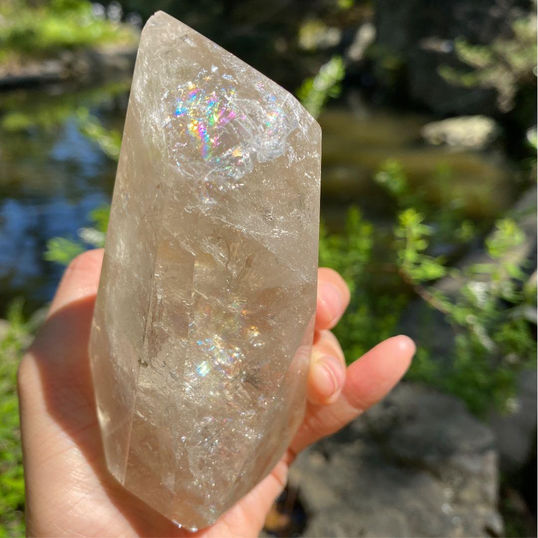 たっぷり虹　天然　非加熱　ナチュラルシトリン　原石カット　フリーフォーム