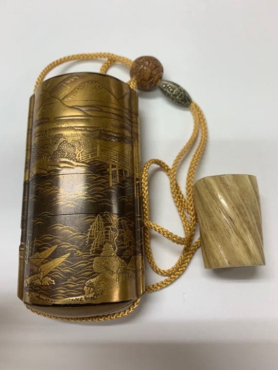 ビンテージ　梨地蒔絵　江戸時代　名人　印籠　超珍品根付　美術館級　一流希少品
