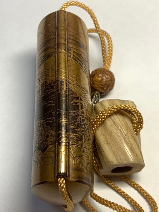 ビンテージ　梨地蒔絵　江戸時代　名人　印籠　超珍品根付　美術館級　一流希少品