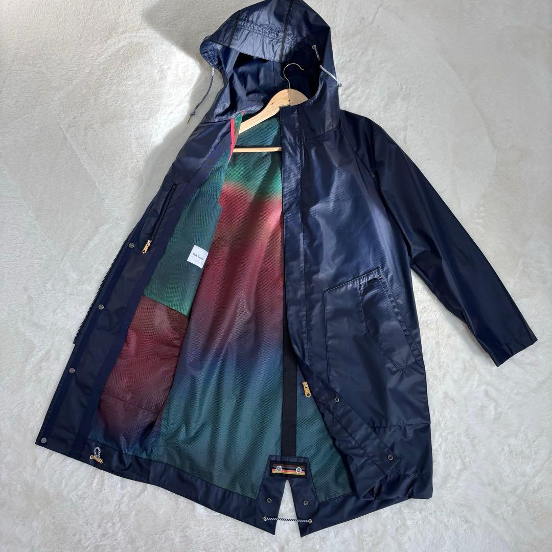 ポールスミス 紺 防水 レインコート グラデーション S マルチカラー 雨具