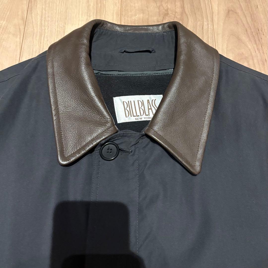90s Bill Blass NewYork 襟レザー 2way ハーフコート