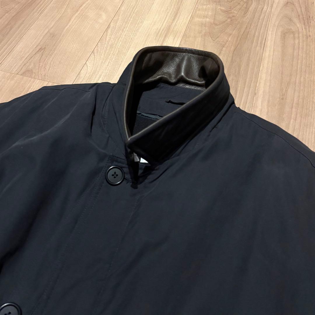 90s Bill Blass NewYork 襟レザー 2way ハーフコート