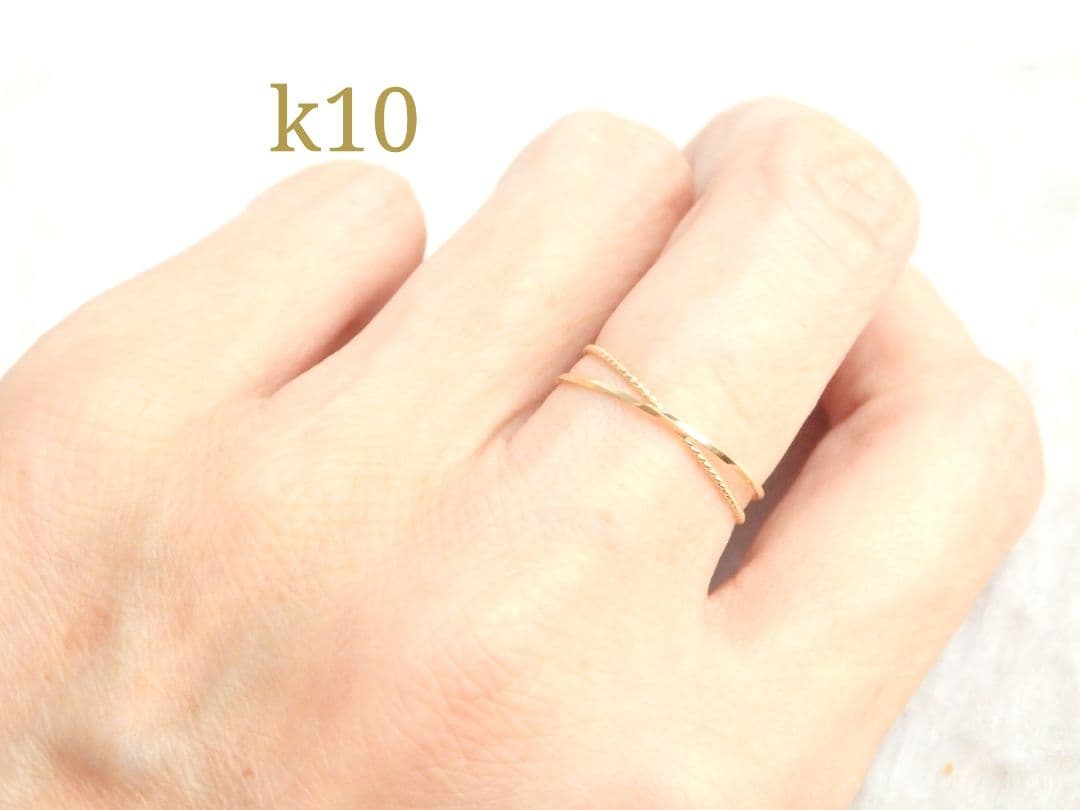 一期一会　k10リング　2連リング　つけっぱなし　華奢