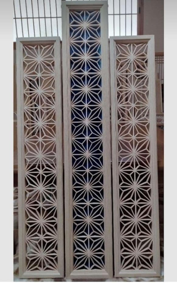 85 ❣️特価❣️麻の葉組子 吹き抜け アクリル板入り3枚一組