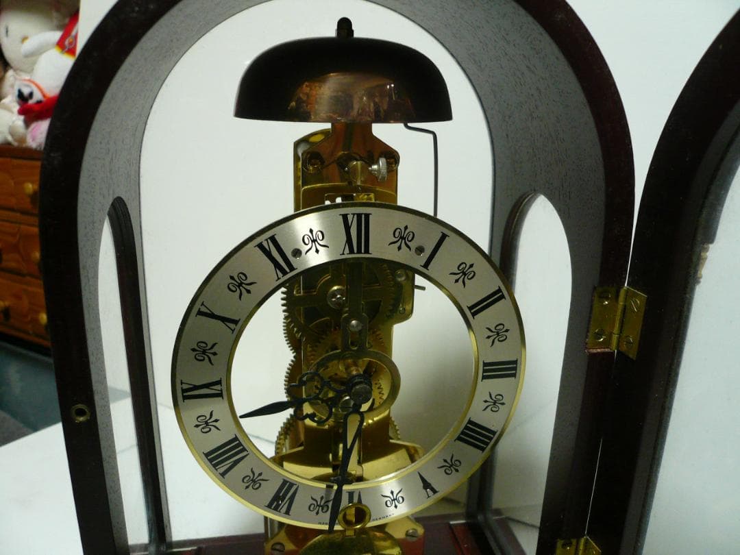 Hermle 置時計 振り子 ヘルムレ スケルトン 手巻き 鍵巻き ドイツ製