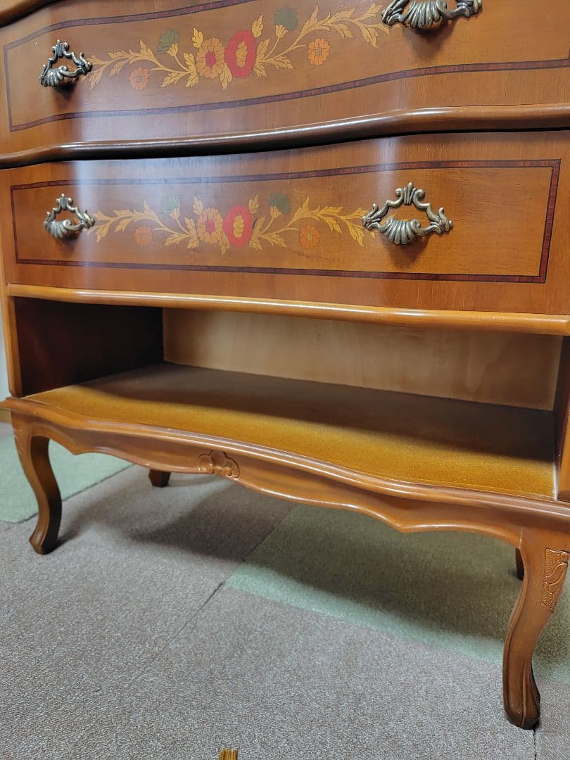 象嵌　チェスト　4段　猫脚