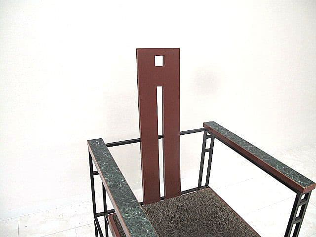 希少品　ポストモダン　アイアンフレームチェア/レッド　幾何学チェア/モダン