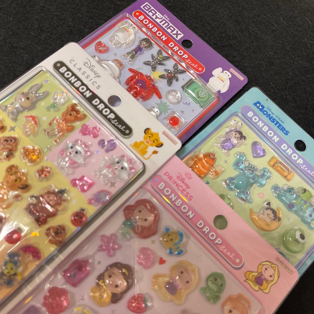 正規品　ディズニー　ボンボンドロップシール クラシック　プリンセス　4枚セット