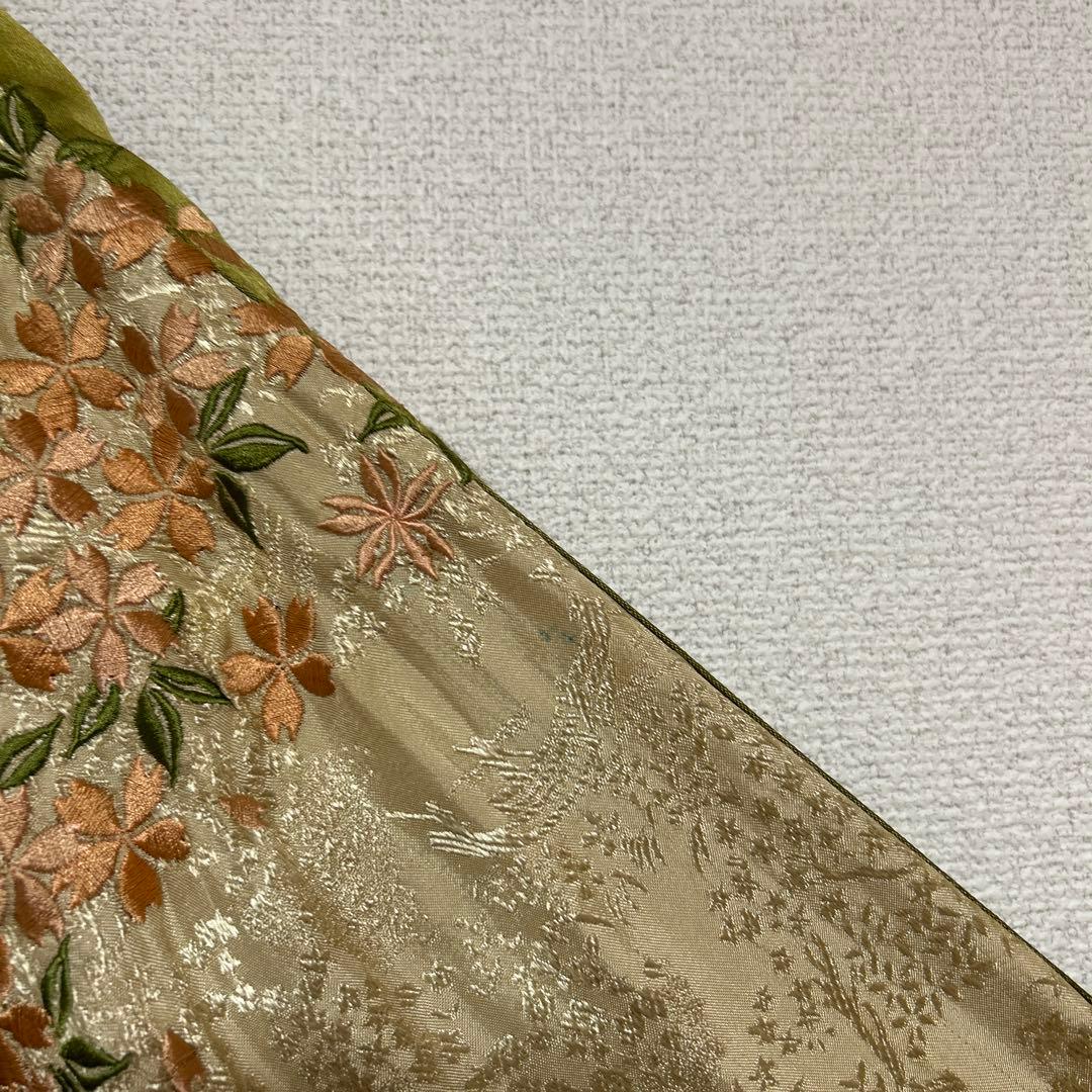 花旅楽団 スカジャン リバーシブル ドクロ 和柄 桜　カーキ✖︎ベージュ　L