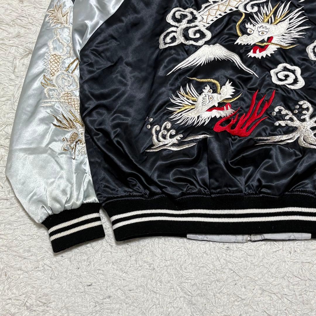 プリンス商会 スカジャン 龍 ドラゴン ブラック&シルバー Lサイズ
