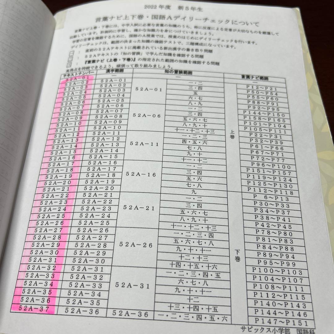 22-20か　重要教材　サピックス　SAPIX 言葉ナビ 上巻・下巻　未記入❣️