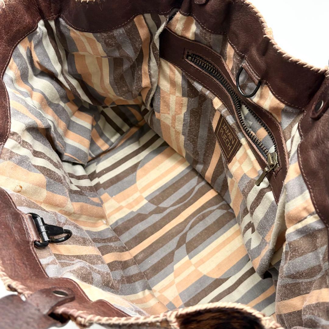 美品✨ジャマンピュエッシュ オヌ トートバッグ ハラコ パッチワーク ブラウン